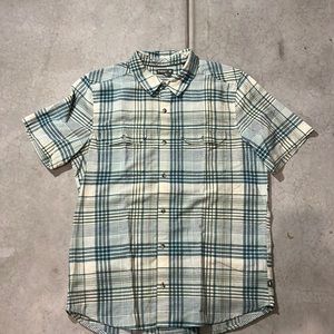 Blue and green button up shirt